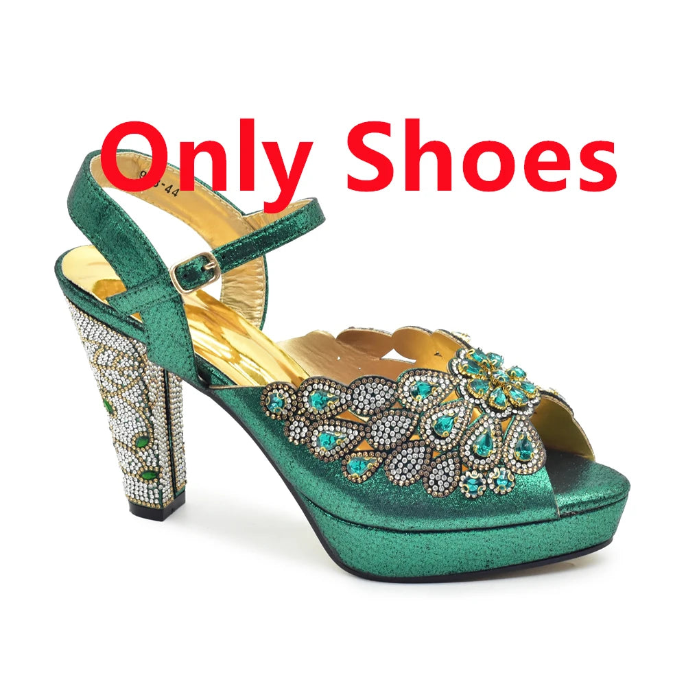 Peep Toe Thin Heels Shoes Matching Bag Set for Party
