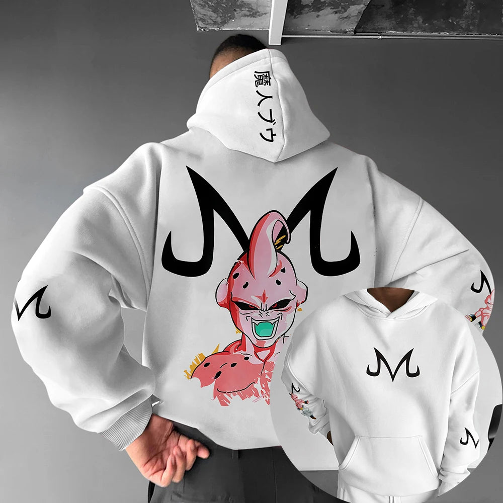 Dragon Ball Z Majin Buu Pink Hoodie Casual Pullover for Fans