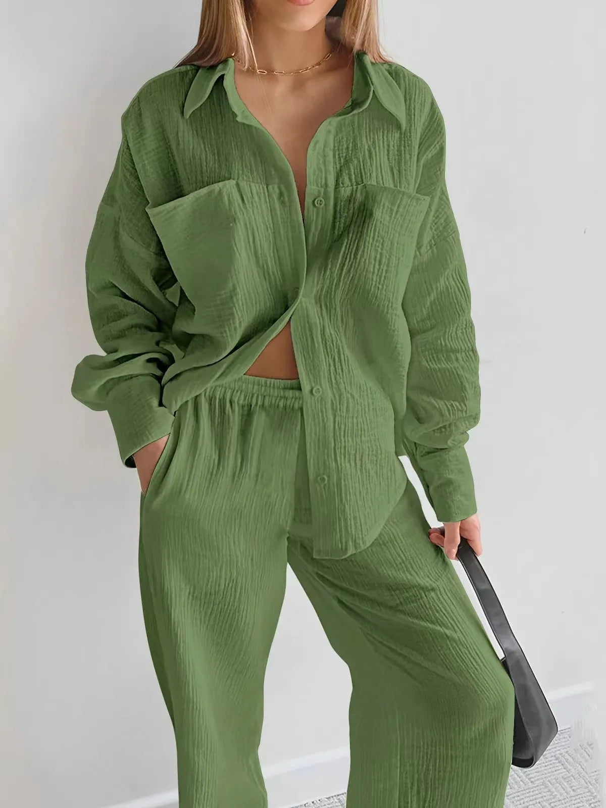 Pant Set with Pockets Long Sleeves for Women