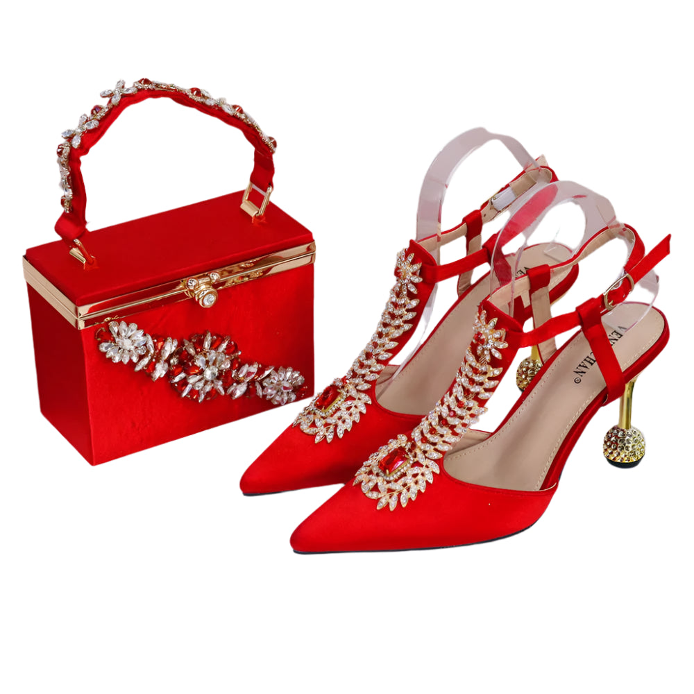 Women Party Shoes Matching Bag Set For Luxury Wedding Party