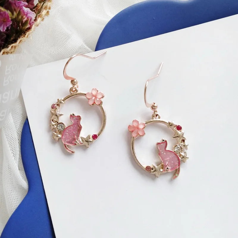 Flower Cute Animal Dangle Earrings For Women