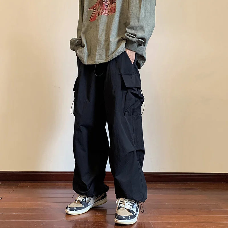 Casual Men Elastic Waist Cargo Pants