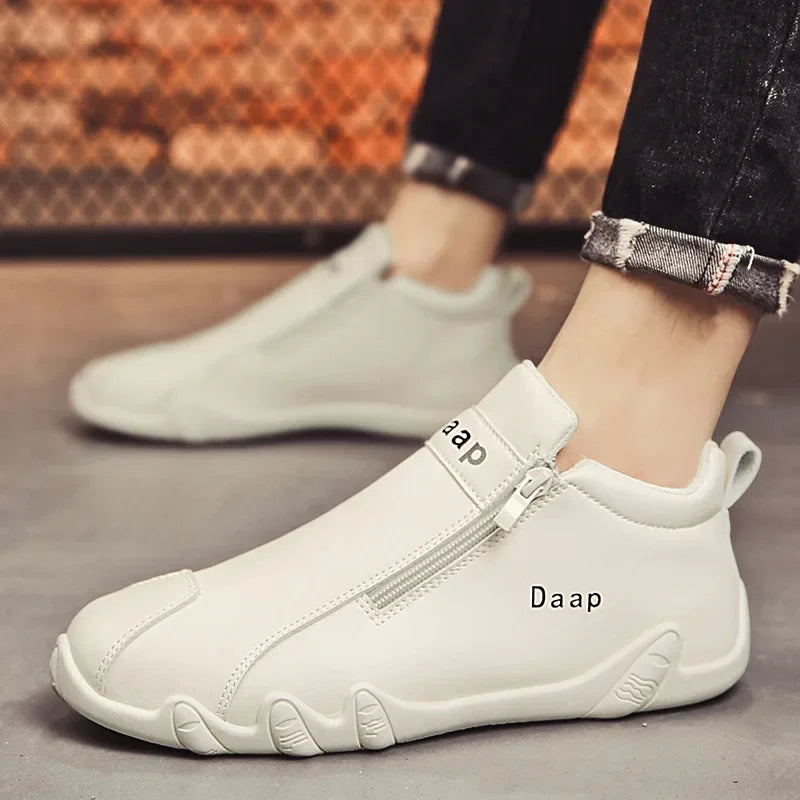 British Style Fashion Short Boots Men  Luxury Leather Anti Slip Comfortable Work Shoes Outdoor Travel Sports Casual Shoes 2024