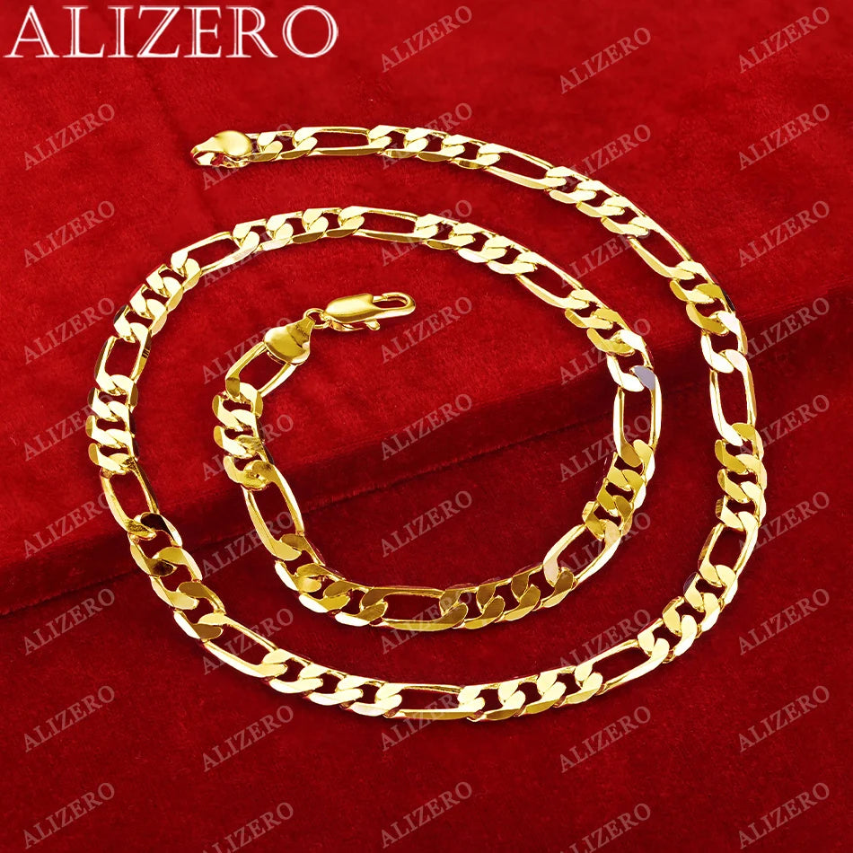 Gold Necklace Figaro Chain Necklaces For Men Women