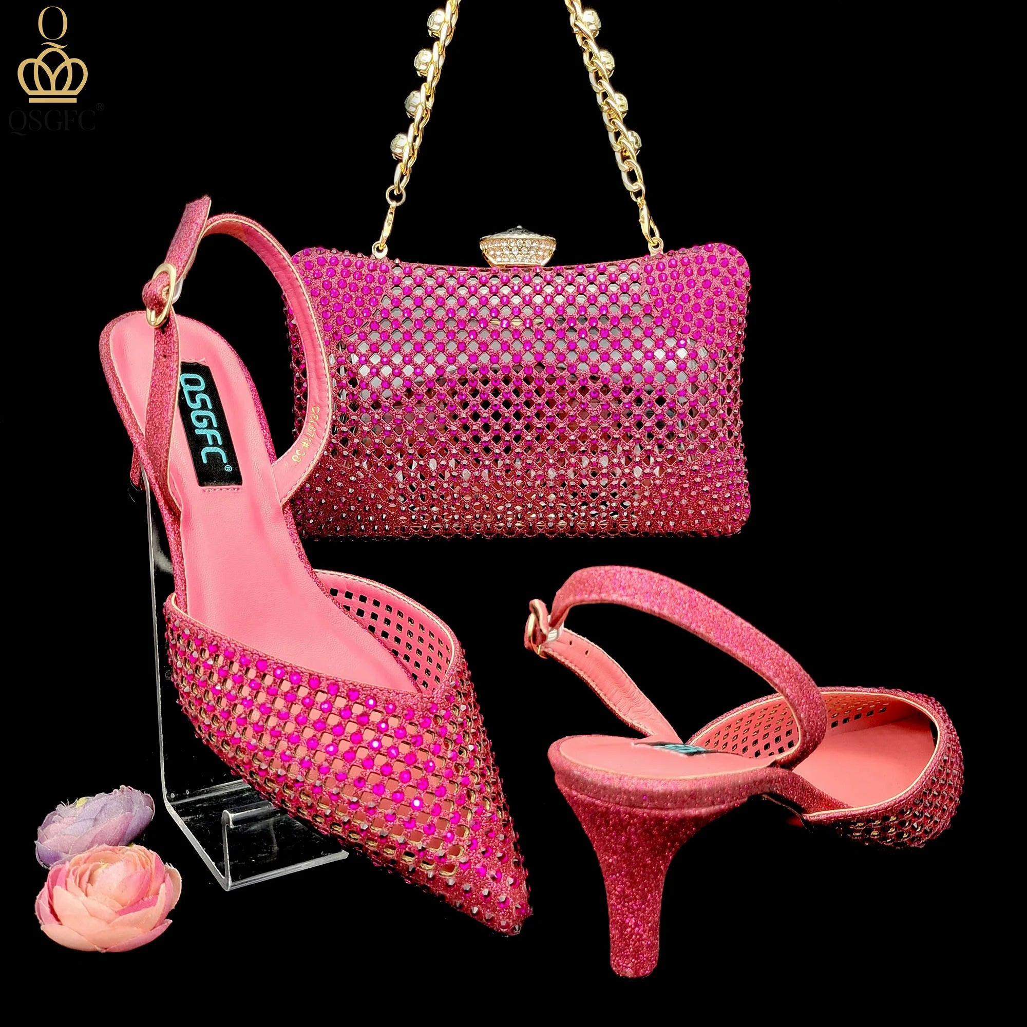 Bag And Comfortable Mid-heel Hollow Pointed Shoes Are Suitable For parties