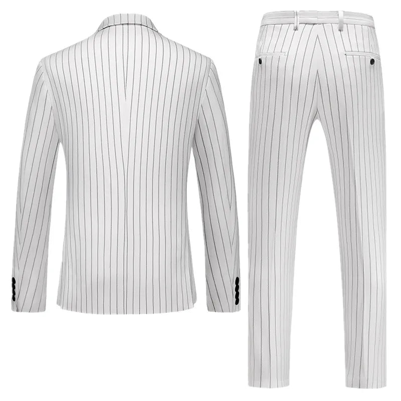 Fashion Men Double Breasted Striped Suit