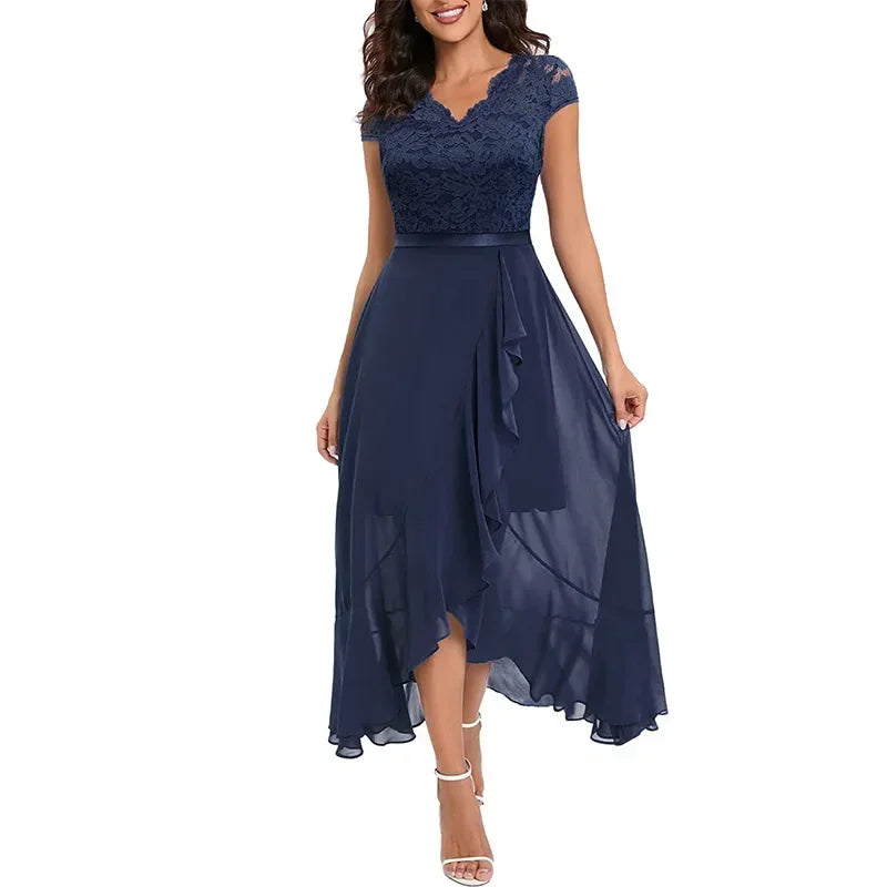 Women's Elegant Lace Evening Wedding Party Dress