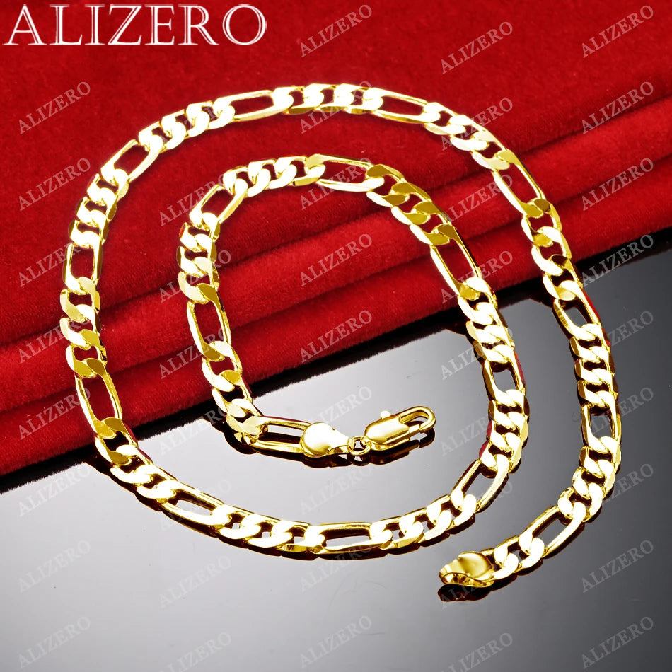 Gold Necklace Figaro Chain Necklaces For Men Women
