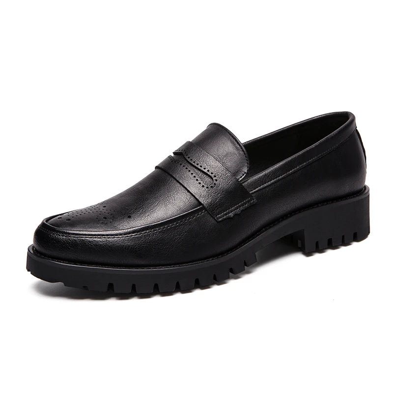2022 Luxury Brand Penny Loafers men Casual shoes Slip on Leather Dress shoes big size 38-46 Brogue Carving loafer Driving party