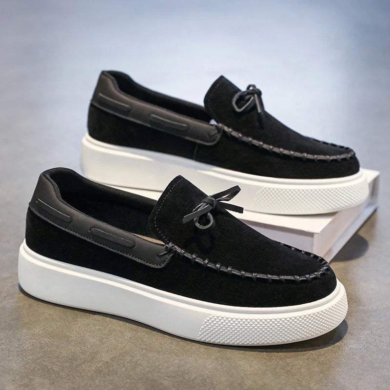 Designer Fashion British Style Flat Walking Shoes Casual Loafers Men Leather Shoes Luxury Dress Shoes Men Antiskid Driving Shoes