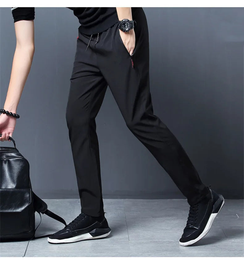 \Men Running Pants With Zipper Pockets Training Joggings Sports Trousers