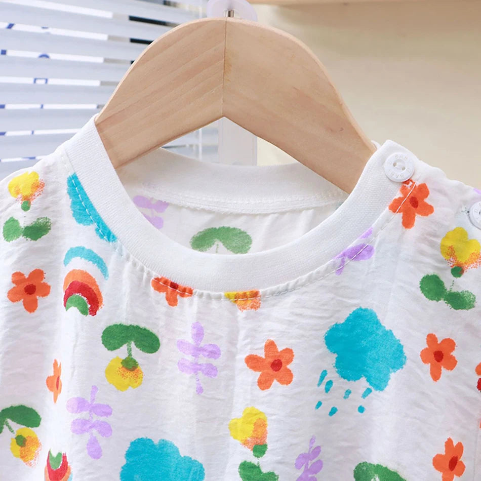 Soft Kids 2-Piece Set Breathable Short Sleeve Shorts