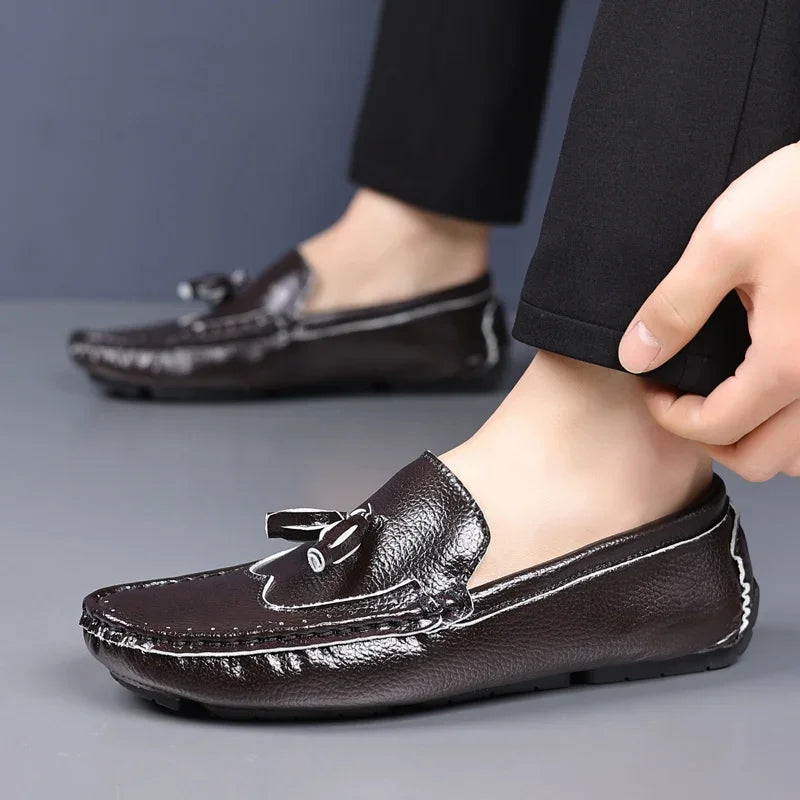 2024 Leather Men Footwear Slip on Man Shoes High Quality Wedding Party Mens Casual Shoes Breath Driving Lazy Loafers Moccasins