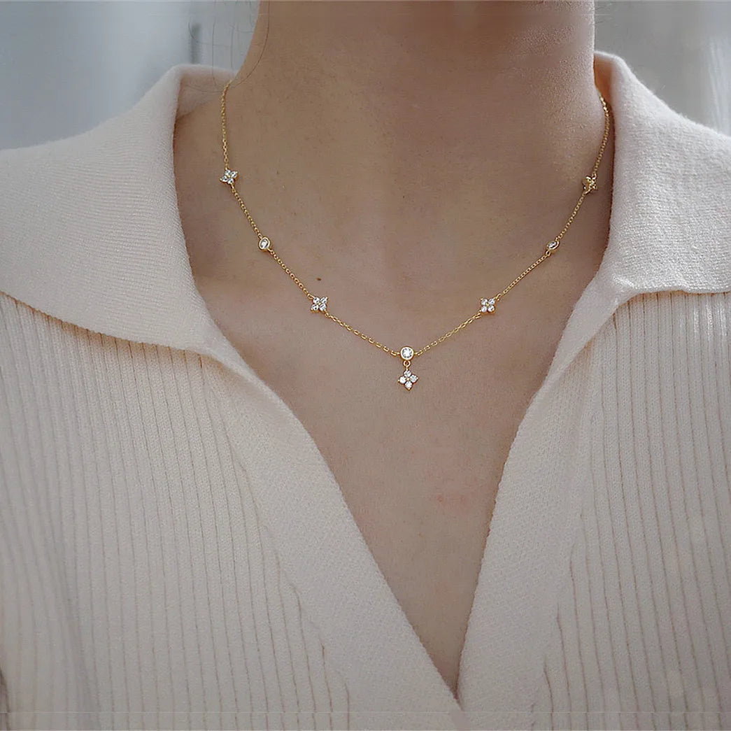 Stainless Steel Temperament Pearl Chain Choker Necklace for Women