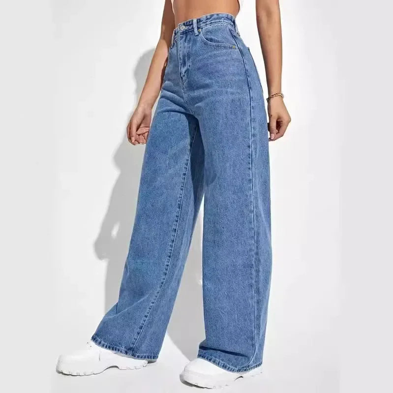 2024 New Trendy Straight-Leg Jeans From Amazon Fast Sales Cross-Border European And American Market Waist Slim Fit Denim Pants