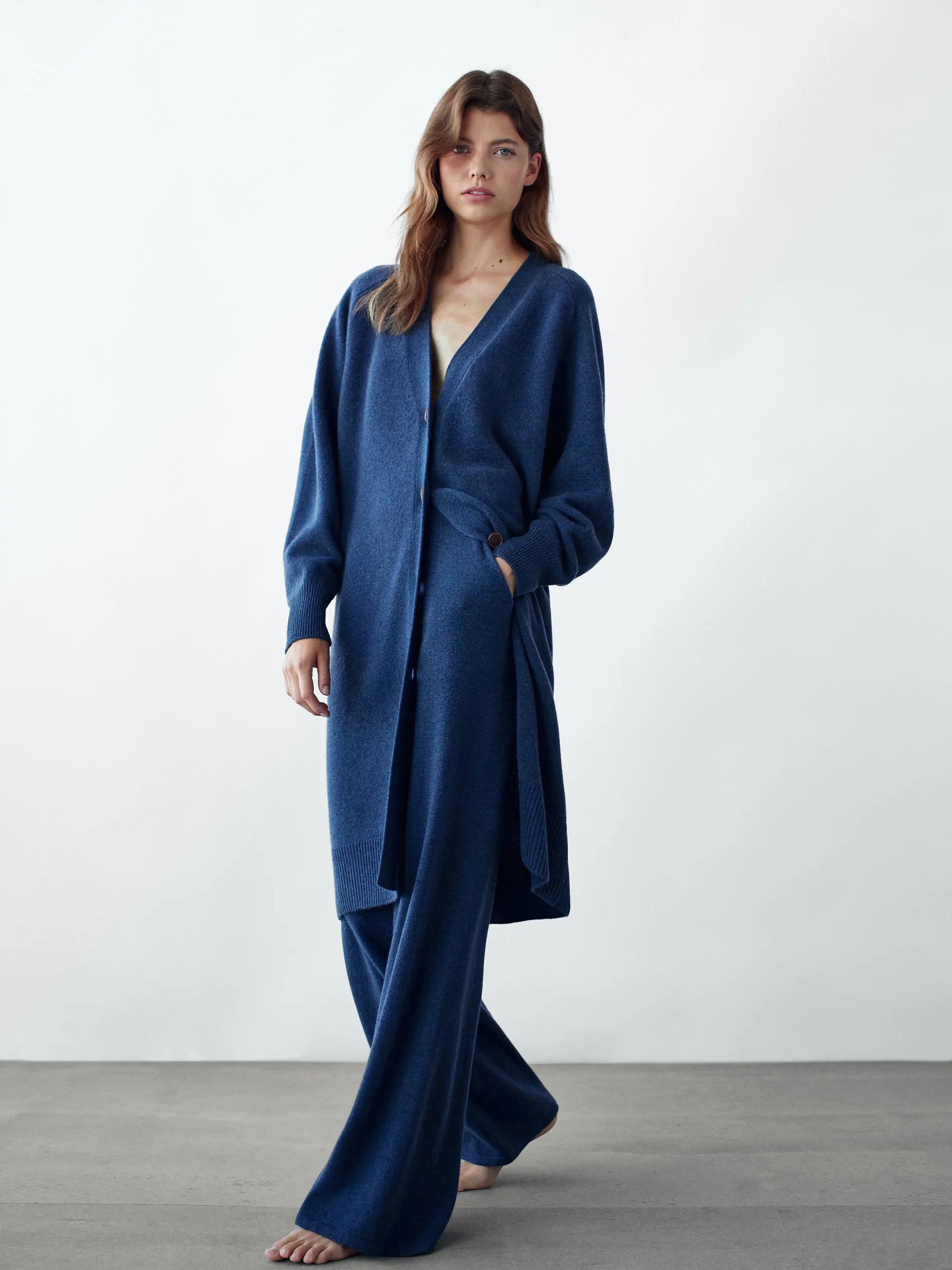 Flowy knit casual pants for women