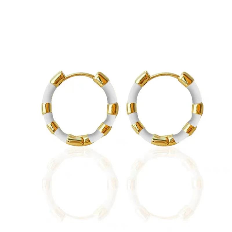 Girls' Colorful Enamel Mini Metal Round Earrings FoWomen