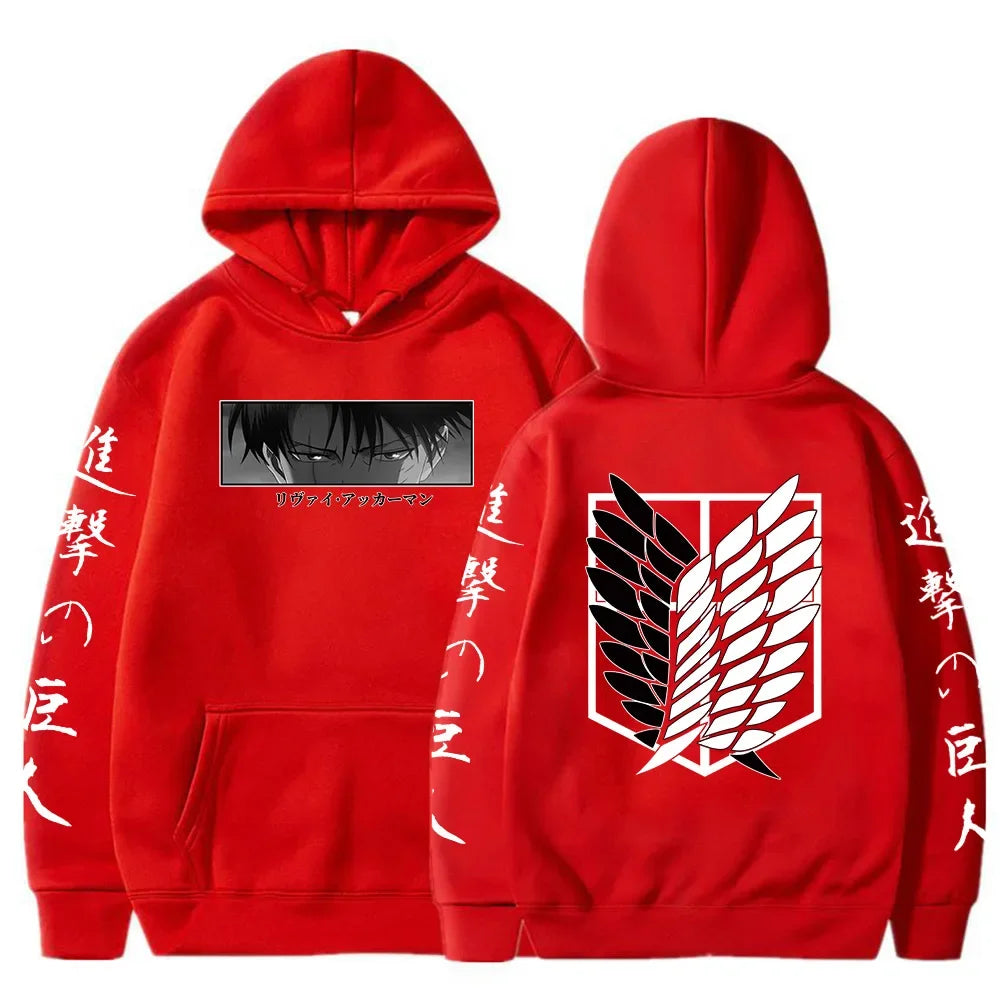 Hot Anime Attack on Titan Hoodies Levi Shingeki No Kyojin Print Hooded Men Women Clothes Plus Size Sweatshirt Harajuku Pullover