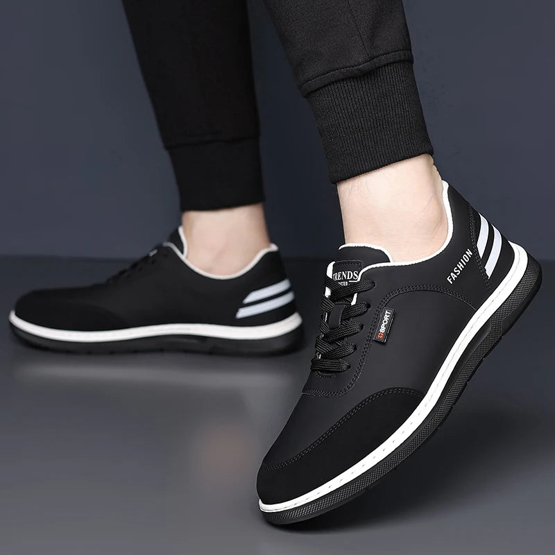 New Fashionable Solid-Color Men's Lace - Up Casual Shoes Outdoor Anti - Slip Flat Shoe Lightweight and Comfortable Walking Shoes