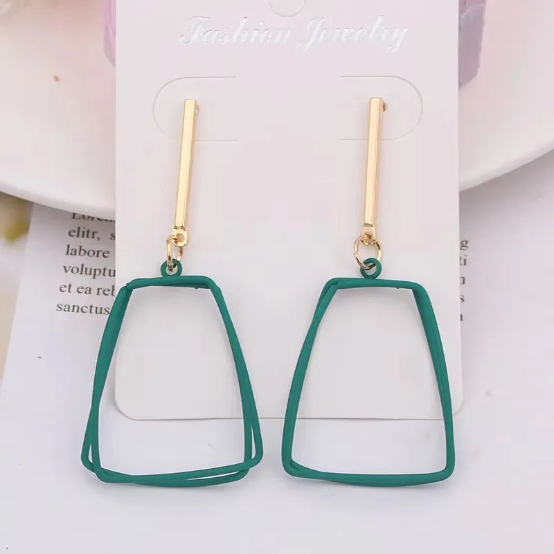 Green Color Crystal Dangle Earrings for Women