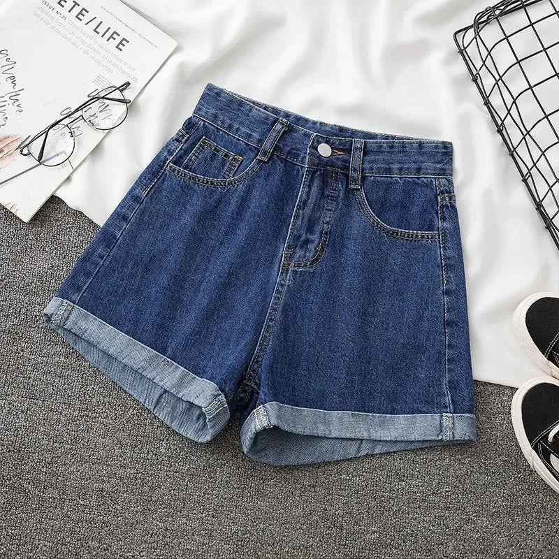 2021 New Women's Denim Shorts High-Waisted Summer Thin Loose-Fit Slimming Curved Legging A- Line Wide-Leg Trendy Jeans