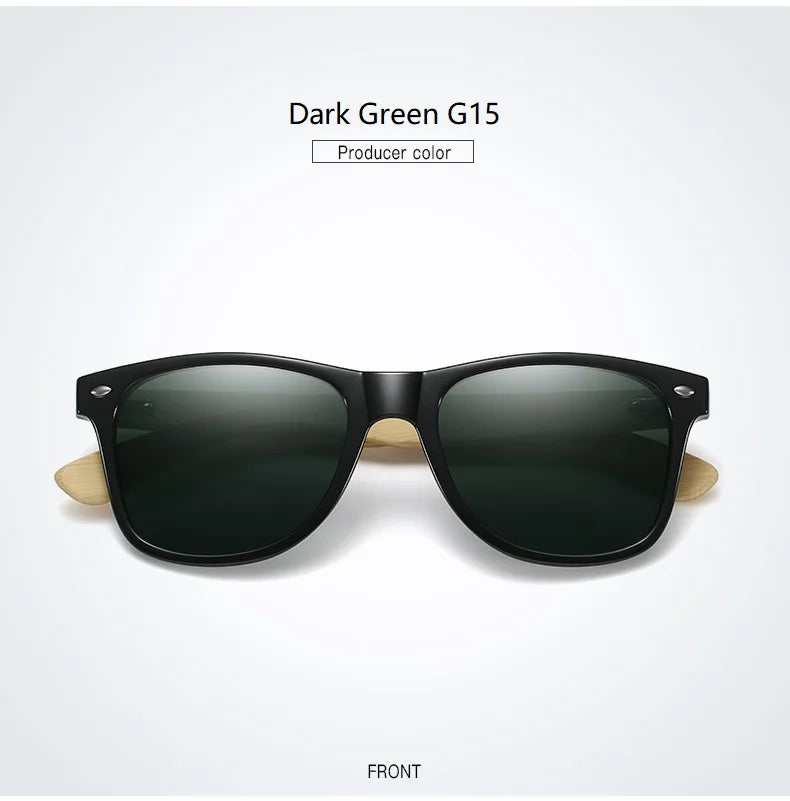 Fashion Bamboo Wood Vintage Square Sunglasses Men Women Luxury Brand Designer Sun Glasses Wooden Driving Fishing Eyewear