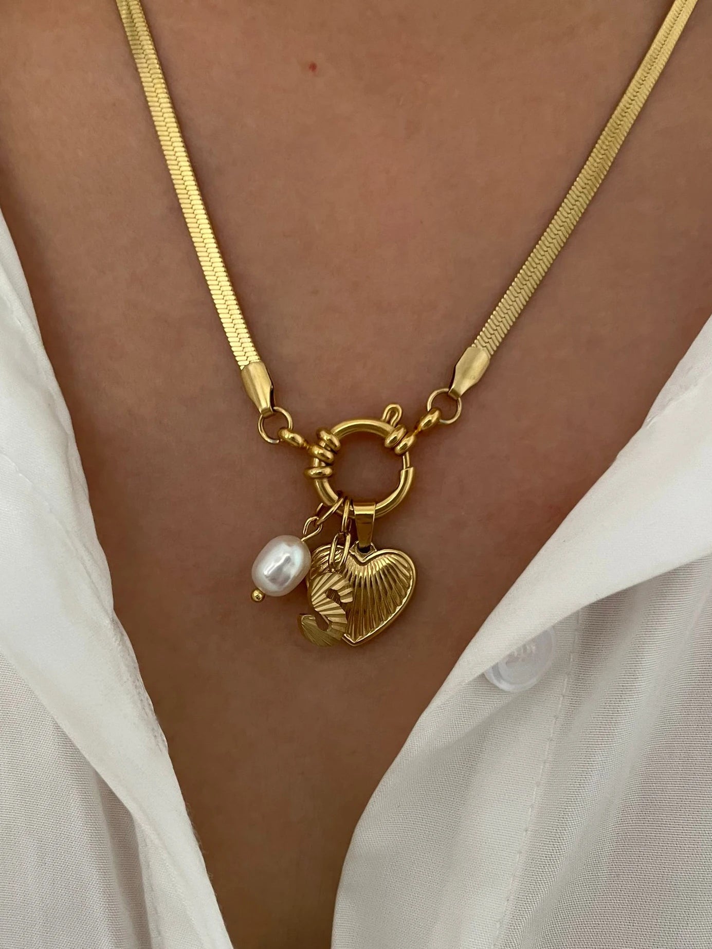 Tarnish Fashion Unusual Jewelry Freshwater Pearl Heart Pendant Necklace