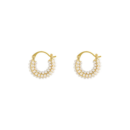 Women's Jewelry Design With Gold Color U-shaped Pearl Earrings