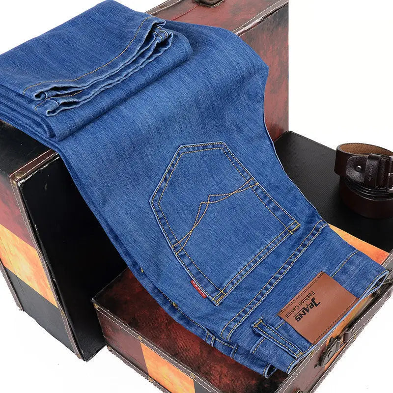 Men's fashion straight leg jeans 2025 new slim fit pants comfortable and soft business denim pants men's brand clothing