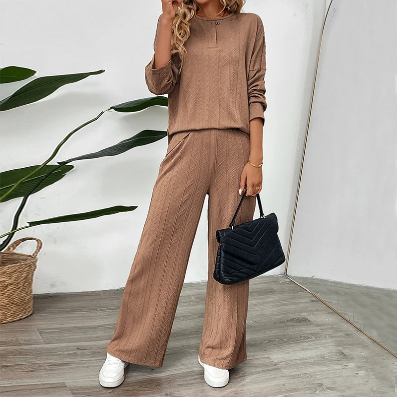 leisure solid color women's two-piece pants