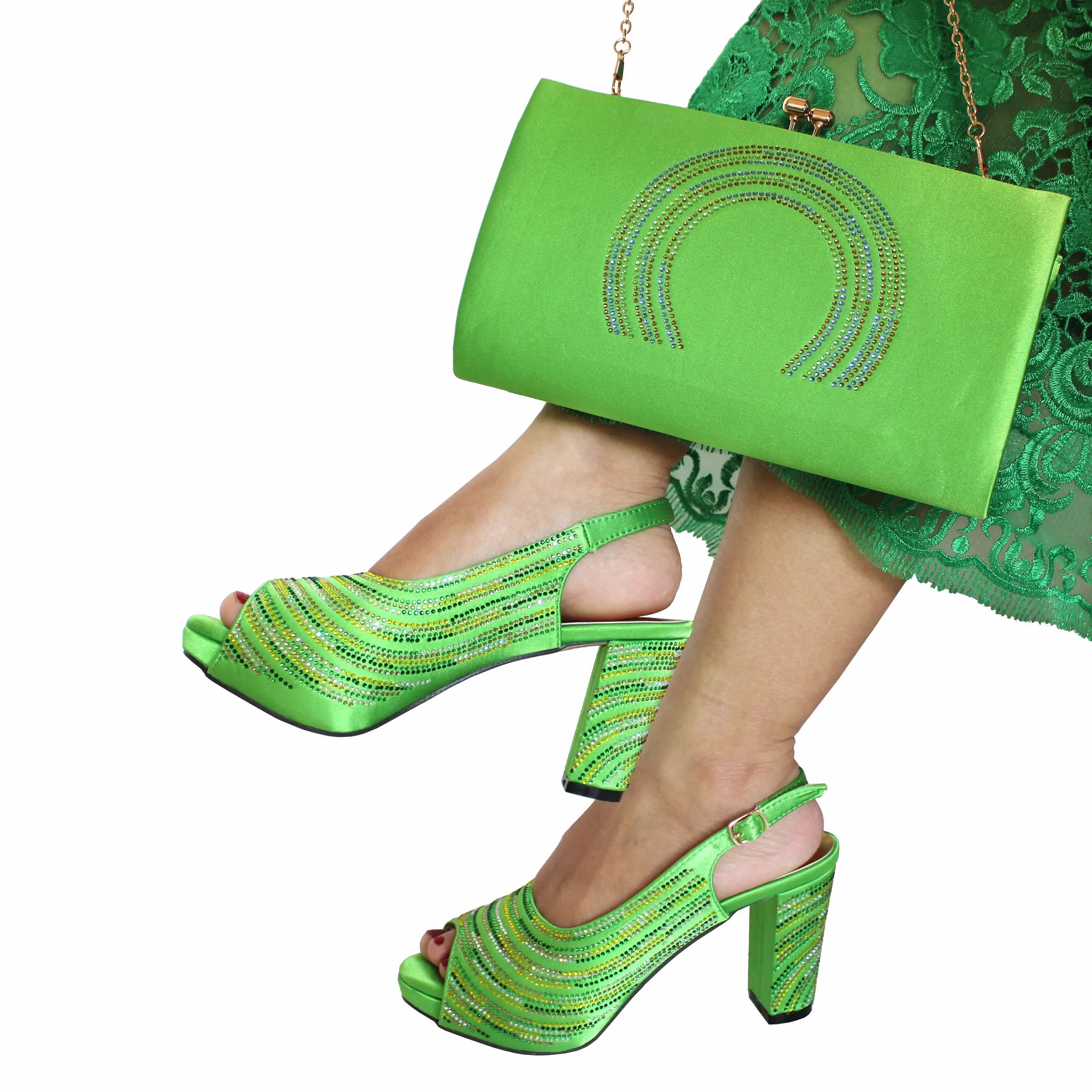 Classics Peep Toe Lemon Green Color Sandals High Quality Shoes
