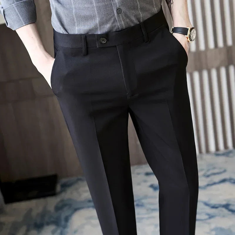Men Slim Fit Casual Office Trousers Formal Social Wedding Party Suit Pant