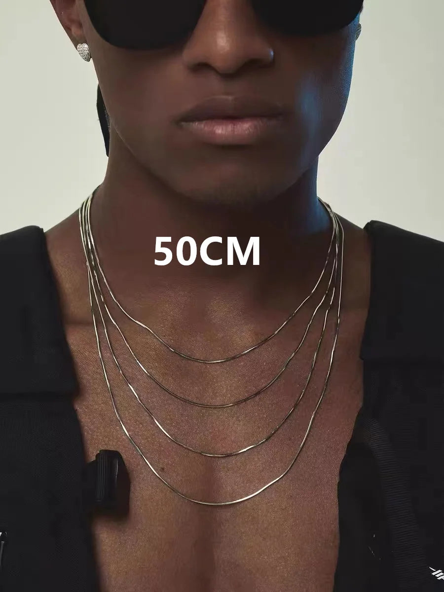 Vintage Gold Color Stainless Steel Snake Chain Necklace For Women