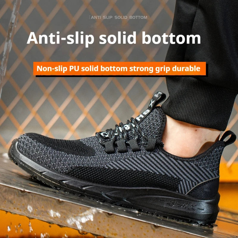 Men Steel Toe Work Shoes Lightweight Breathable Work Sneakers