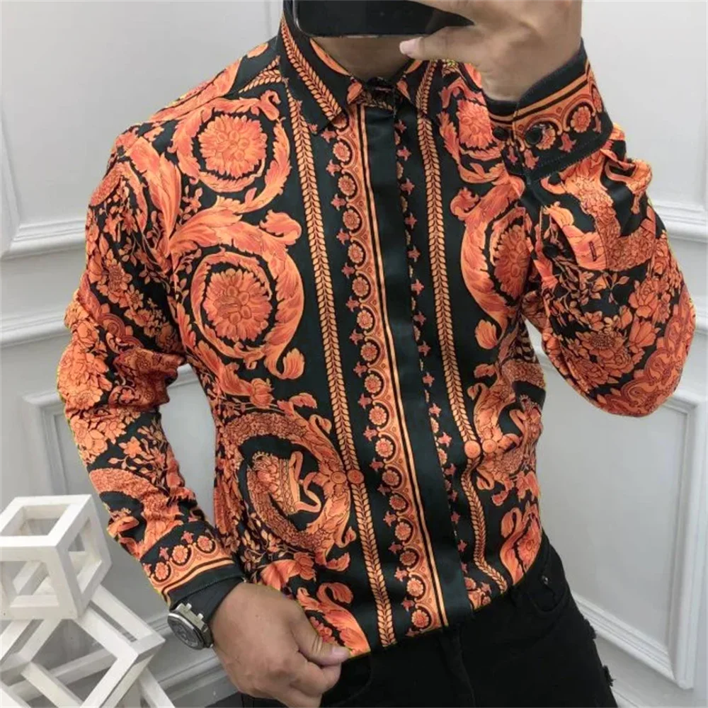 2024 Fashion Men's Luxury Shirts Image Print Men's Long Sleeve Lapel Shirts Casual Party Street Hawaiian Shirts Plus Size S-5XL