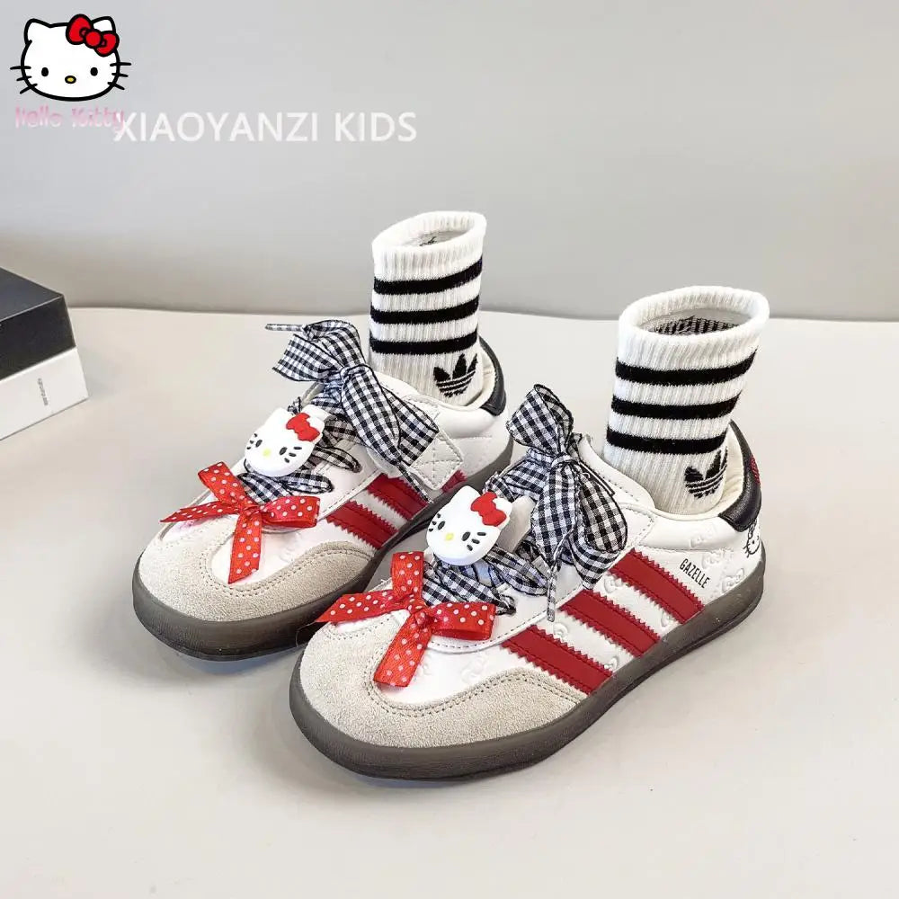Sanrio Hello Kitty Spring Children's Casual Shoes Girls Sports Shoes Fashion Sports Children's Board Shoes Non-Slip Soft Soled