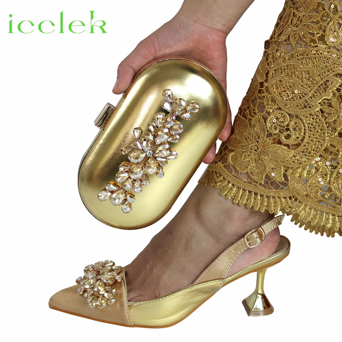 Comfortable Heels and Bag Set in Red Color for Party