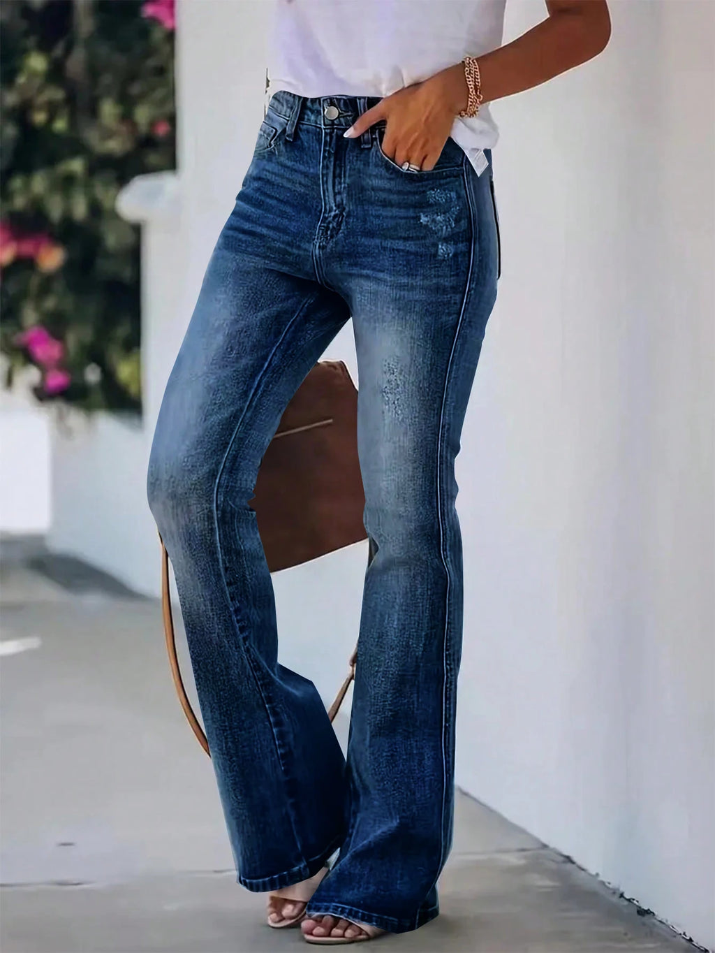 Women's horn jeans high waist Denim pants