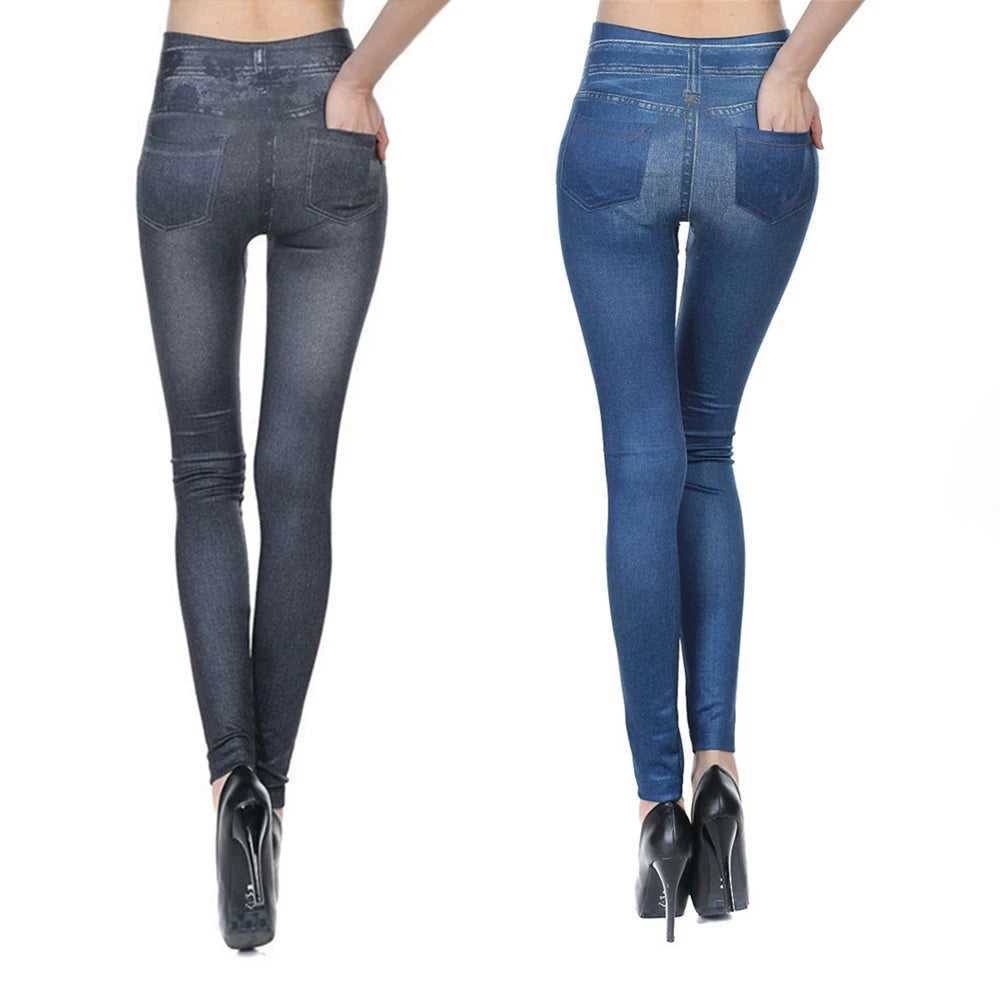 S-3XL Sexy Seamless Women Jeans High Waist Regular Slim Denim Print Stretch Pencil Pants Top Brand Stretch Pants for Work