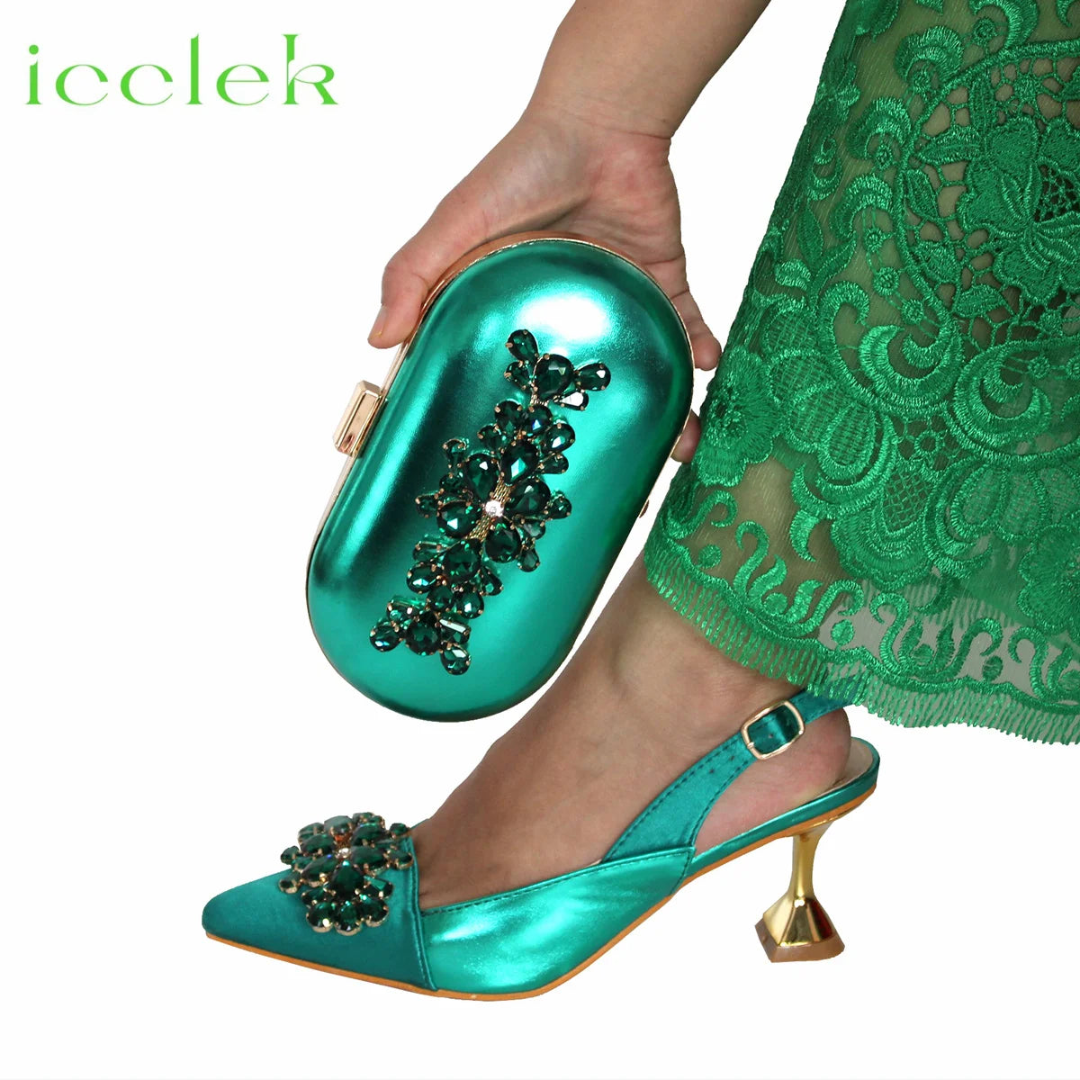 Comfortable Heels and Bag Set in Red Color for Party