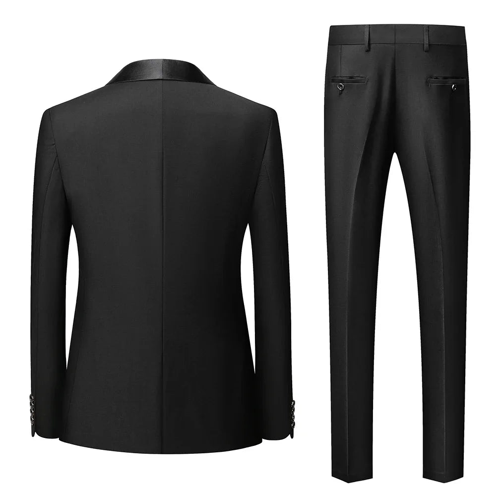Black Men Color Block Collar Suits