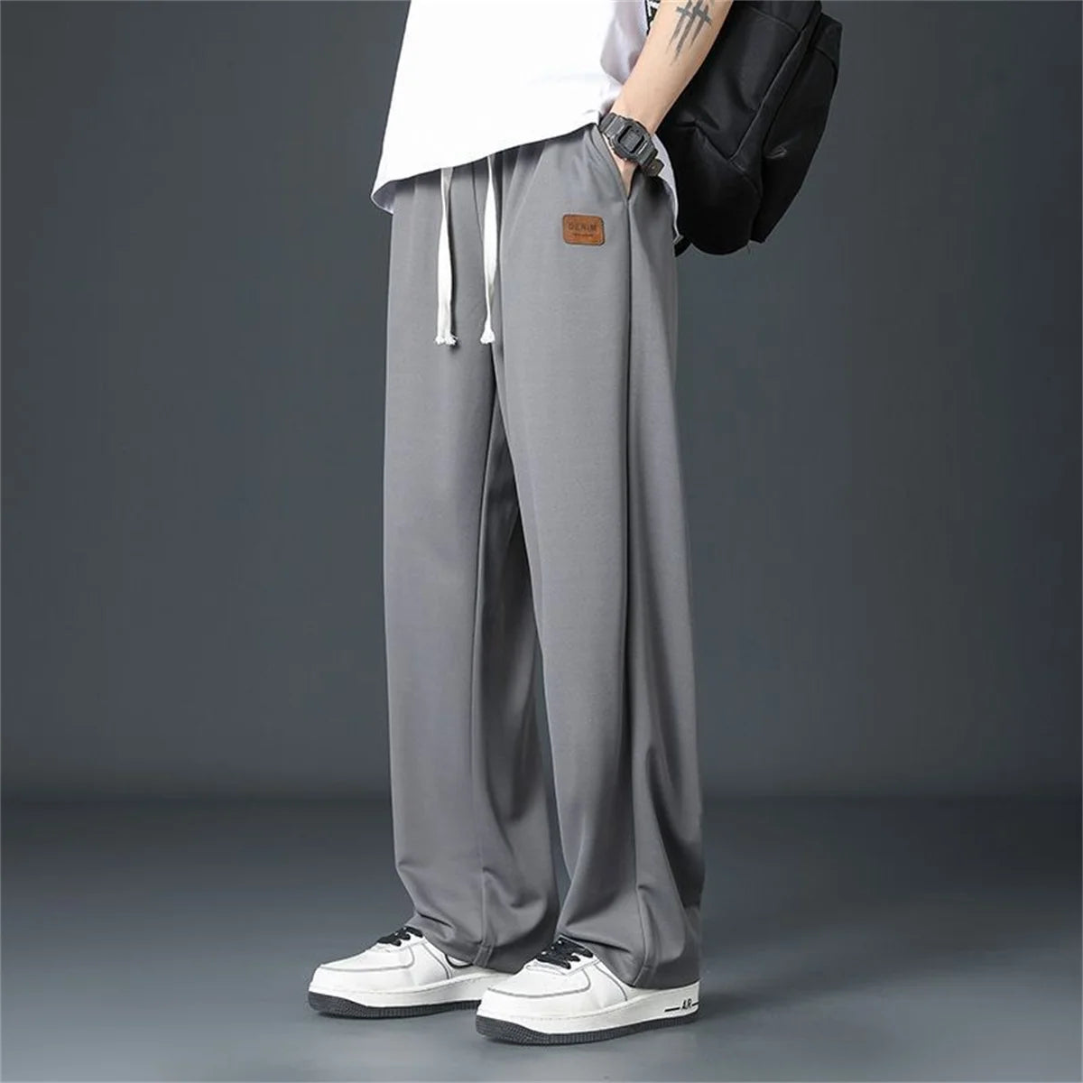 Black Straight Pants for Men's Wide Leg Pants