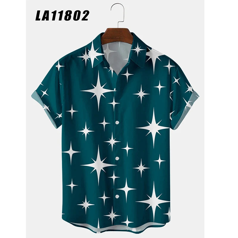 2024 Men's Shirts Creative Panda Printed Short Sleeve Shirt Men Street Summer Hawaii Beach Retro Harujuku For