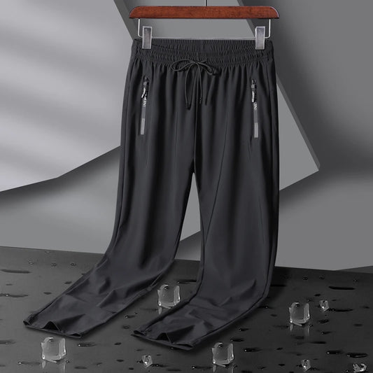 Men Sport Pants Ice Silk Jogging Thin Sweatpants