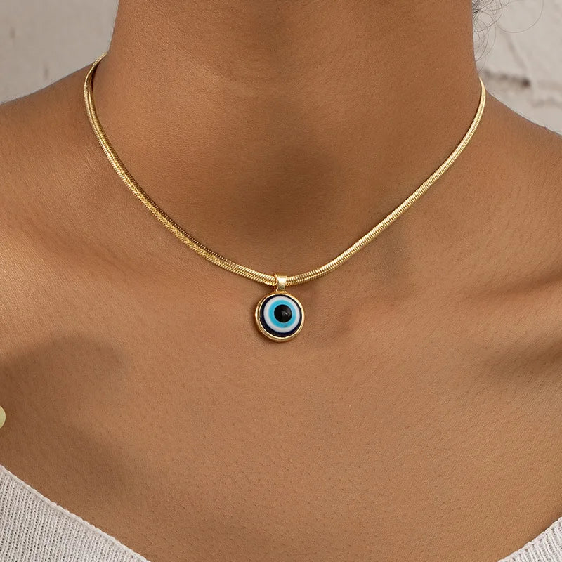 Lucky Double Layer Palm Evil Eyes Pendant Necklace for Women