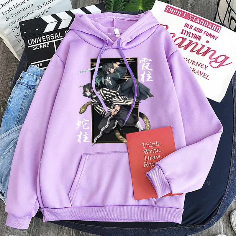 Anime Demon Slayer Iguro Obanai And Tokitou Muichirou Print Hoodies