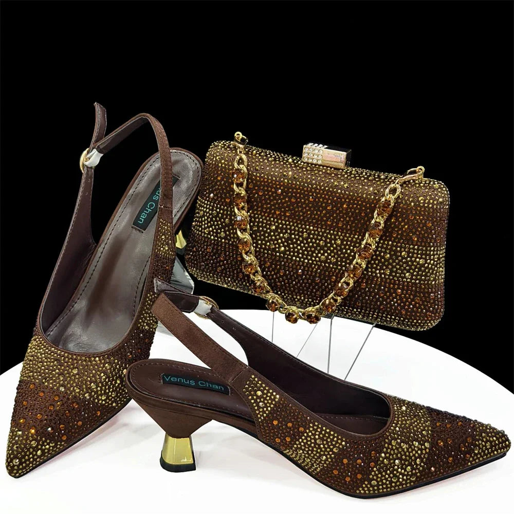 Evening Party Shoes And Bag Set Hollow Design Bag With Shoes