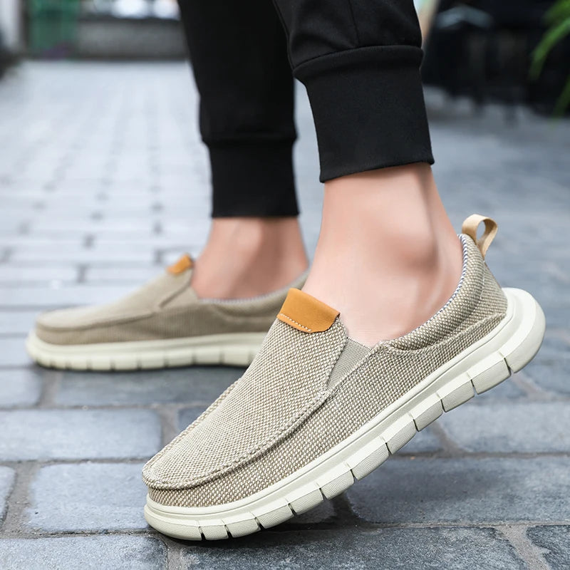 British Style Men Canvas Outdoor Casual Loafers Fashion Slip on Soft Flats Simple Comfy Handmade Driving Boat Shoe Designer Shoe