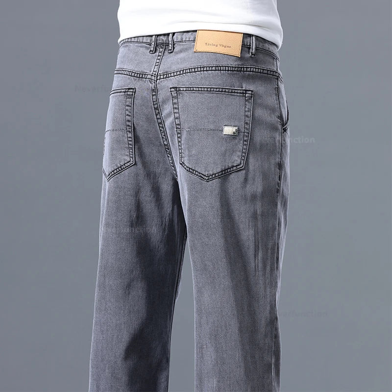 Lyocell Pants Men's 2024 Summer Clothes Ultra Thin Fashion Casual Pants Male Baggy Drape Straight Denim Trousers
