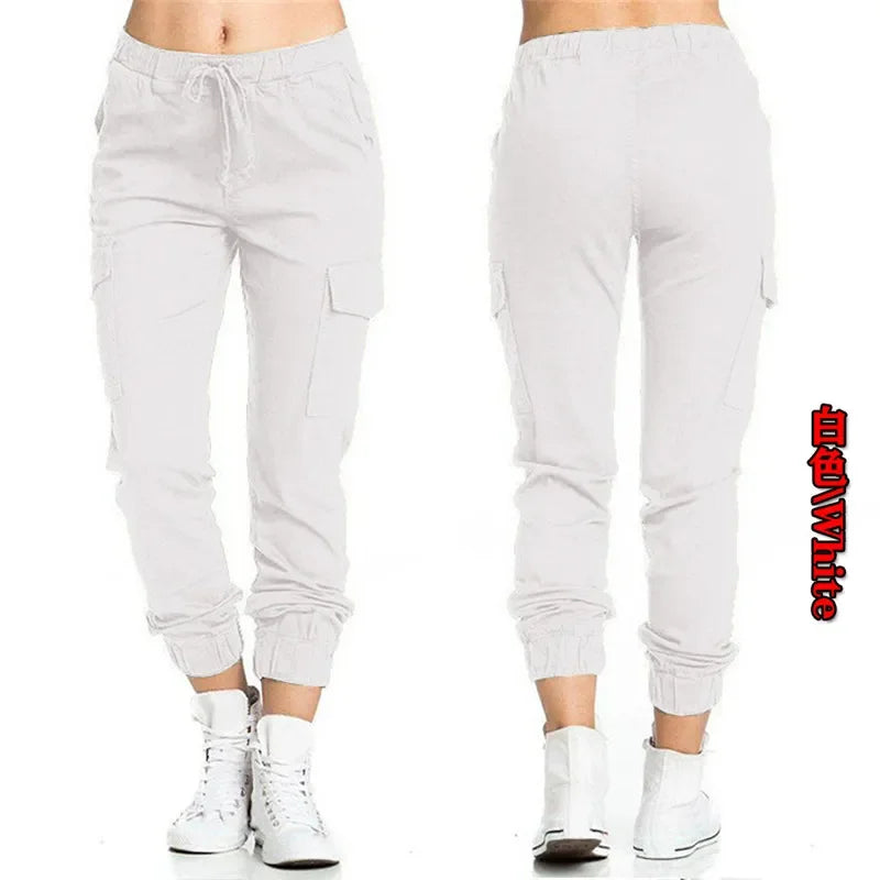 Women's Cargo Pants Multi-Pocket Drawstring Elastic Waist